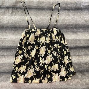 Free People Black with Floral Tank Top - NWT